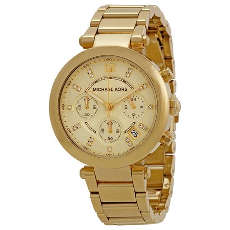 gold ladies parker conograph michael kors watch|michael kors chronograph.